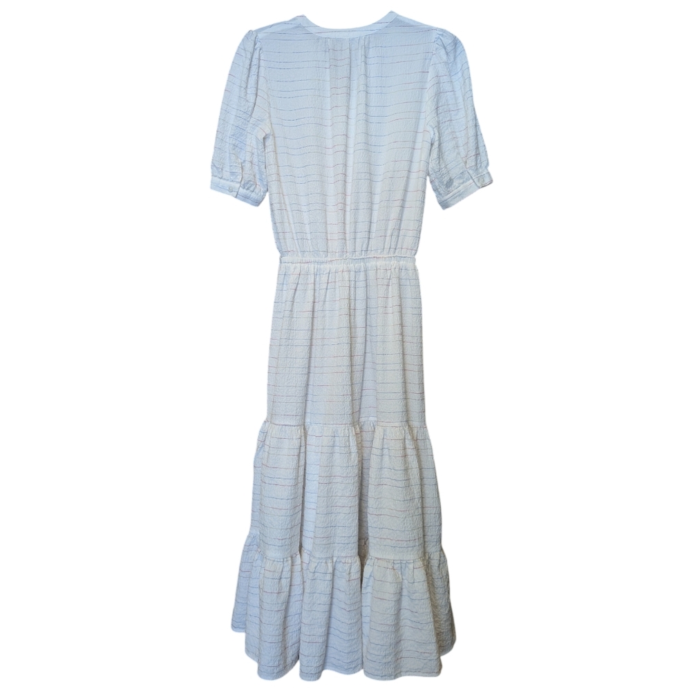Tommy Hilfiger Prism Ripple Tiered Boho Dress Subtle Rainbow Stripes sz 2 - Picture 7 of 11